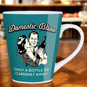 Chris's Stuff Retro Ceramic Coffee Mug "Domestic Bliss" Humorous Gift New In Box